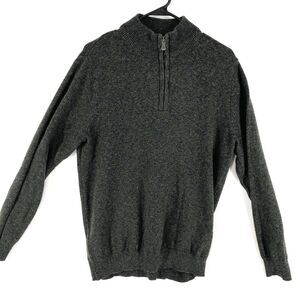 Method Men's 1/4-Zip Pullover Sweater Small Green Black Heather rib hems